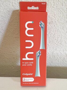 NEW Hum by Colgate Replacement Toothbrush Heads, 2 Pack Teal